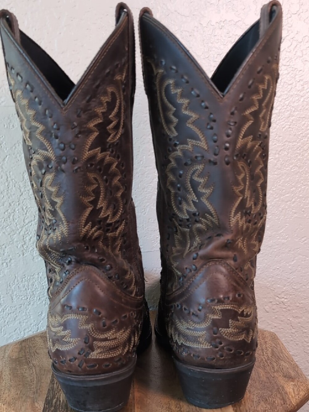 Men's Laredo Brown Leather Midnight Rider Western Cowboy Boots - Picture 9 of 11